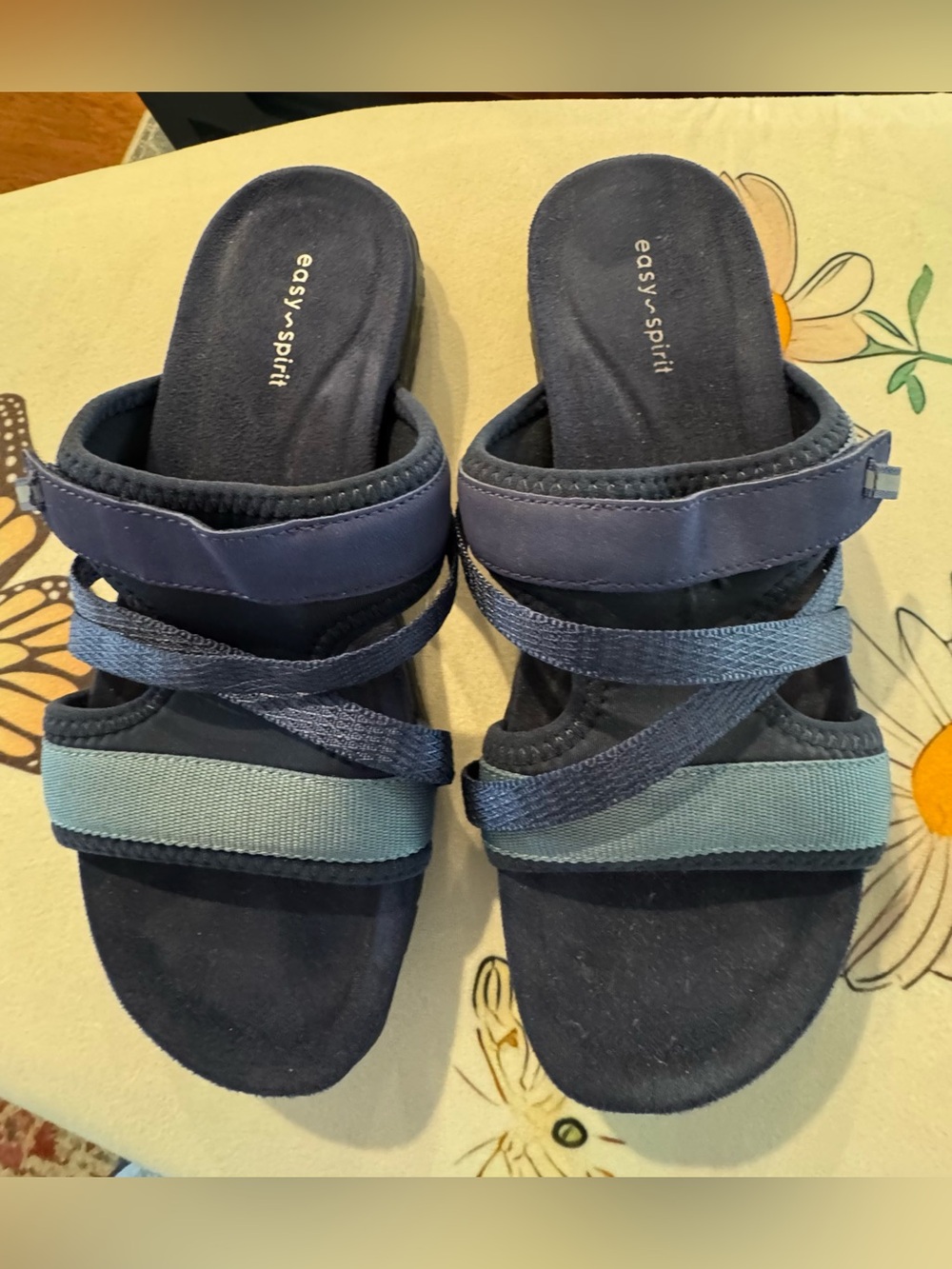 Easy Spirit Navy Strappy Comfort Slide Sandals